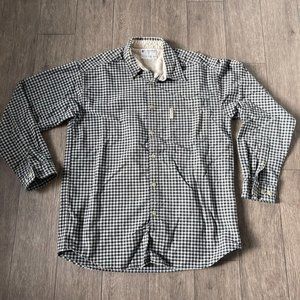 Columbia Sportswear Shirt Black Beige Check Plaid Size Medium M